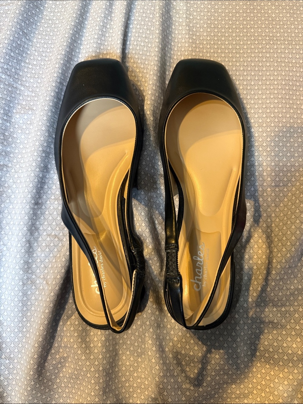 Charles David Black Square-Toe Slingback Flats Never worn. NWOT